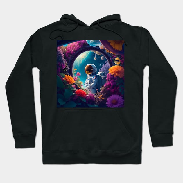 Astronaut on a flower planet Hoodie by Spaceboyishere